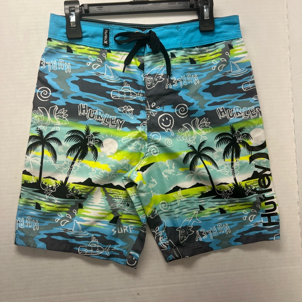 Hurley Vibrant Blue and Green Swim Shorts